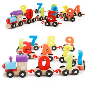 

Colorful Mini Digital Train Wooden Alphabet Number Educational Children Building Block Train Toys Railway Tools Toys For Kid