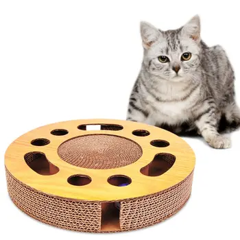 

Pet Cat Scratcher Interactive Catnip Toys Kitten Scratching Cardboard with Balls