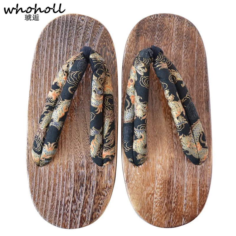 

WHOHOLL Geta Man Sandals Japanese Geta Sandals Wooden Slippers Paulownia Wood Clogs Flip-flops Platform Thick Bottom Sandals