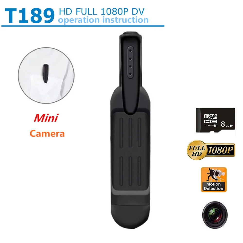  Mini T189 Camera Full HD 1080P Secret Camera Wearable Small Pen Camera Mini DVR Digital Mini DV Cam
