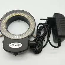 Лучший, регулируемый 6500K 144 МИКРОСКОП СВЕТОДИОДНЫЙ кольцевой светильник осветитель лампа для промышленного стерео микроскопа 110 V-240 V адаптер