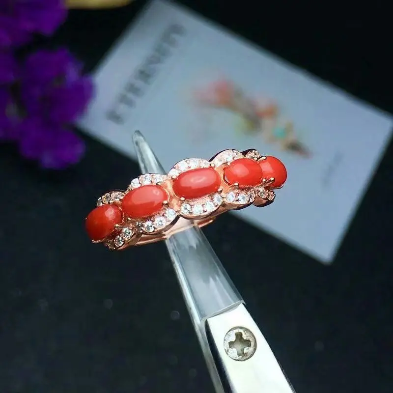 

shilovem 925 sterling silver Natural red coral rings fine Jewelry women trendy plant open party 2018 new gift lj030501agsh