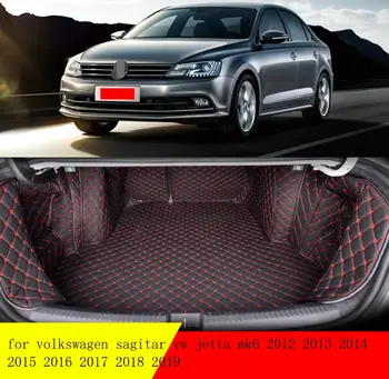 

fiber leather car trunk mat for volkswagen sagitar vw jetta mk6 2012 2013 2014 2015 2016 2017 2018 2019 car accessories