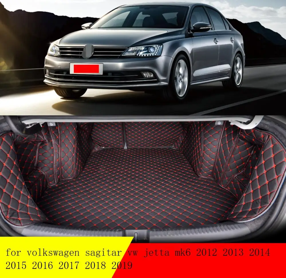 Волоконно-кожаный коврик для багажника автомобиля volkswagen sagitar vw jetta mk6 2012 2013 2014 2015