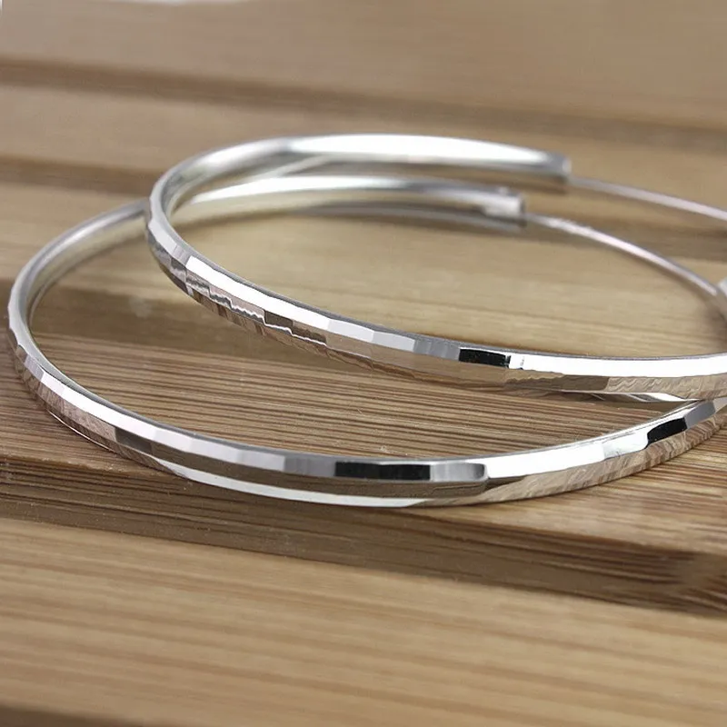 Настоящее стерлингового серебра 925 элегантные Оптовые преувеличенно большие круглые Серьги-кольца для Для женщин Свадебные кольца и другое