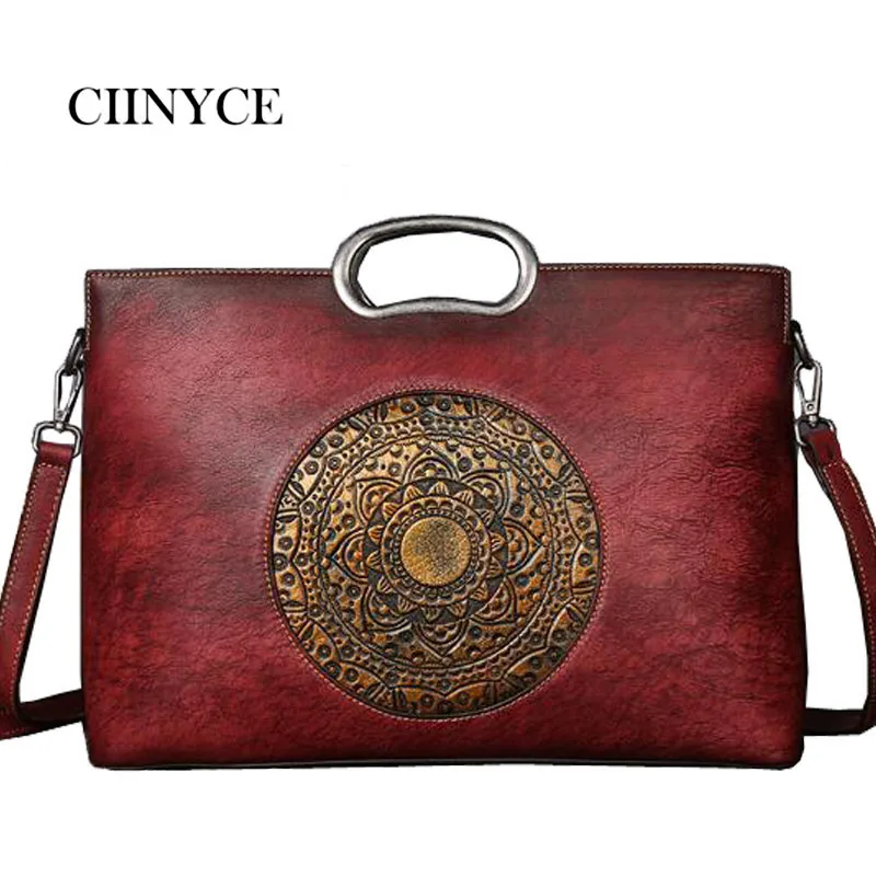 Vintage Casual Vegetable Tanned Leather Handbag Women Genuine Cow Skin Top Handle Tote Ladies Clutches Crossbody shoulder Bags Vintage Casual Vegetable Tanned Leather Handbag Women Genuine Cow Skin Top Handle Tote Ladies Clutches Crossbody shoulder Bags