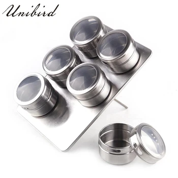 

Unibird Magnetic Spice Tin Jar Set with Rack Holder Pepper Coffee Shakers Storage Container Seasoning Tool with Label Pen Gift