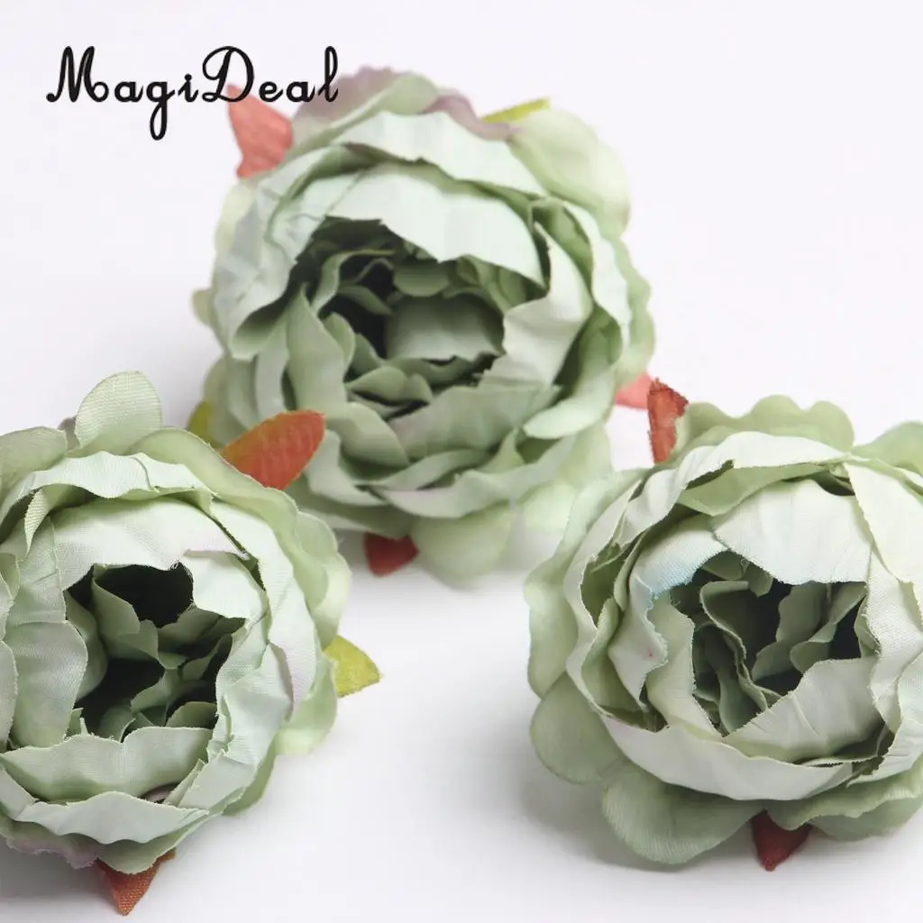 MagiDeal Beautiful 10Pcs Artificial Silk Rose Flower Head for Wedding Corsage Flower Ball Garland Curtains Decor 10 Color Option