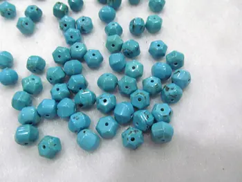 

high quality blue Turquoise gemstone hexagon faceted turquoise beads 8x10mm full strand 16inch