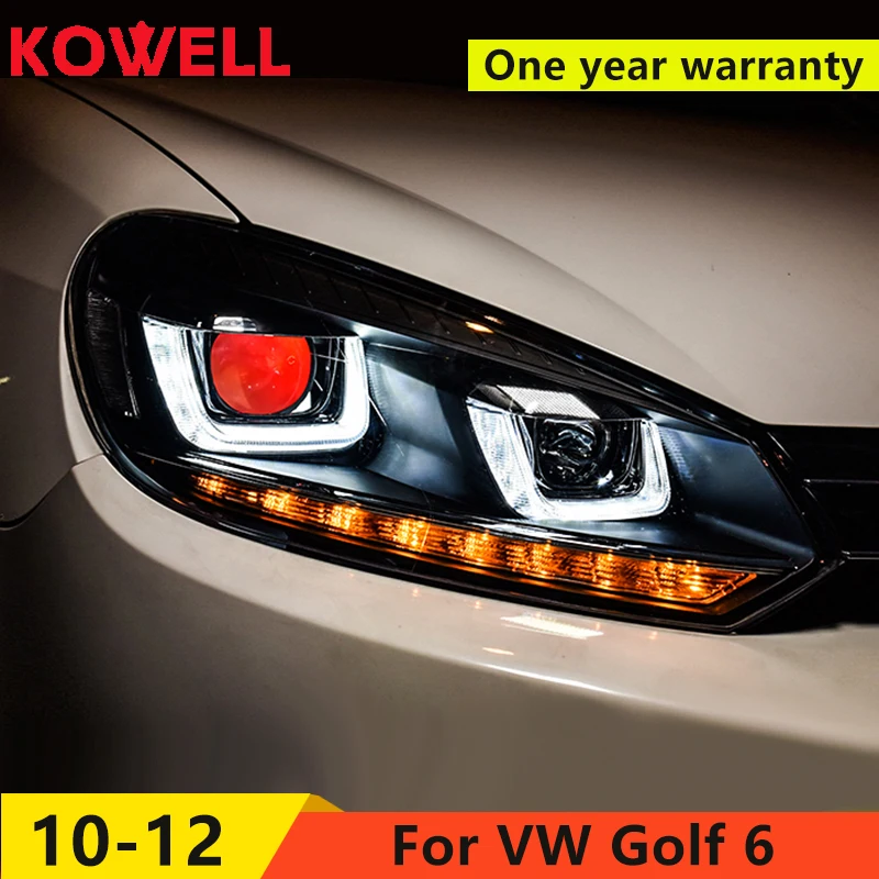 KOWELL автомобильный Стайлинг для VW Golf 6 фары 2010-2013 Golf6 mk6 светодиодный фонарь Angel Eye светодиодный DRL Bi Xenon объектив парковочная противотуманная фара