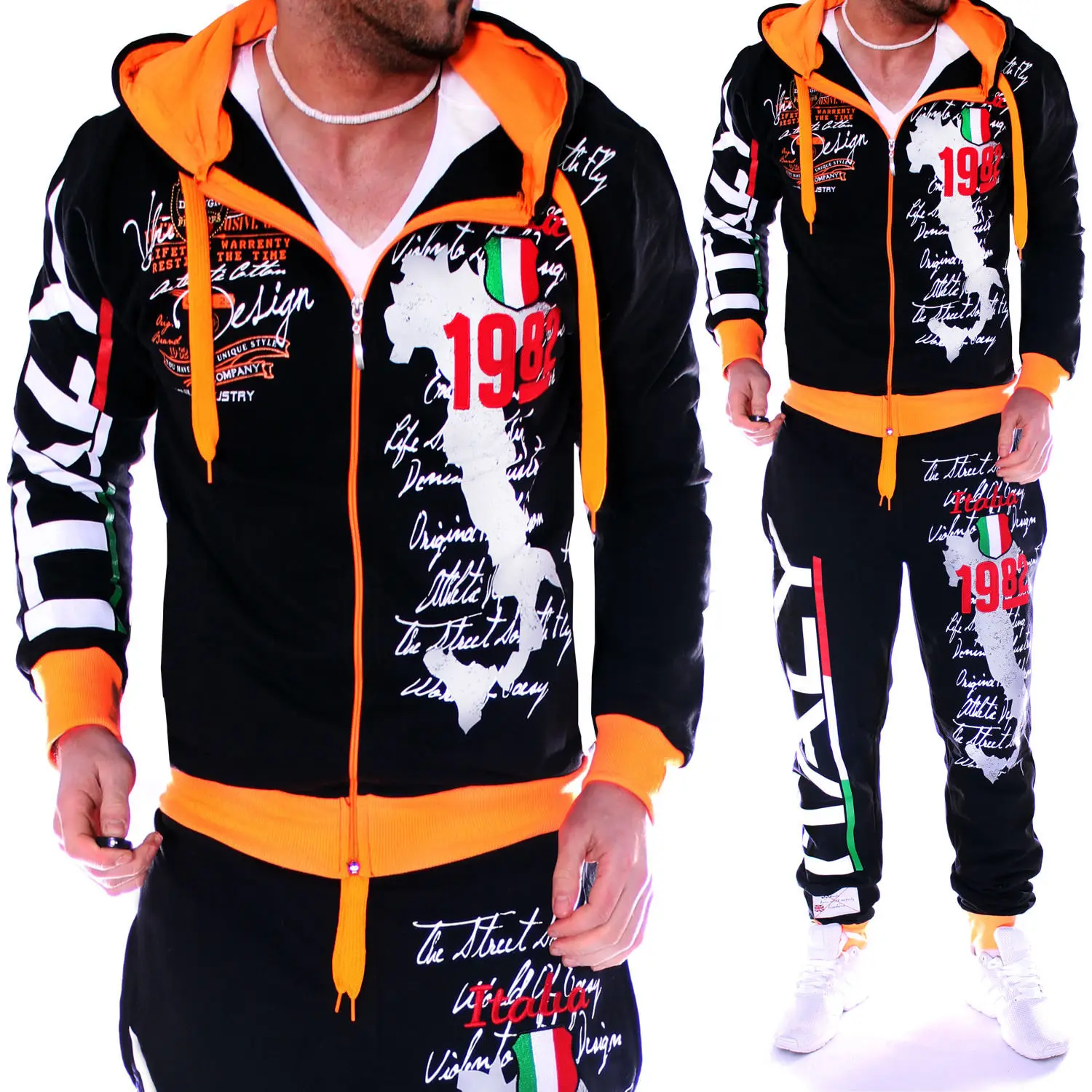 

ZOGAA Spring Autumn Hoodie Sweater Jacket+joger Sweatpants Man Printing Suits 2PCS Tracksuit Men Casual Patchwork Sportwear Set
