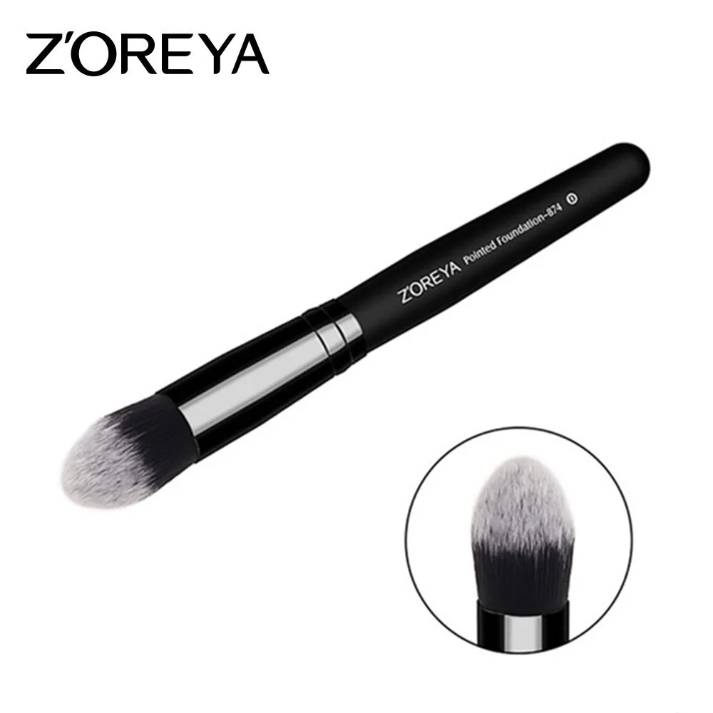 

ZOREYA Black Pointed Foundation Makeup Brush Kabuki Make Up Tool Wooden Handle Synthetic Brush Cosmetic Tool Top Quality