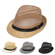 Мужская и Женская Повседневная шляпа с козырьком Складная летняя сетчатая полая соломенная крутая воздухопроницаемая Кепка