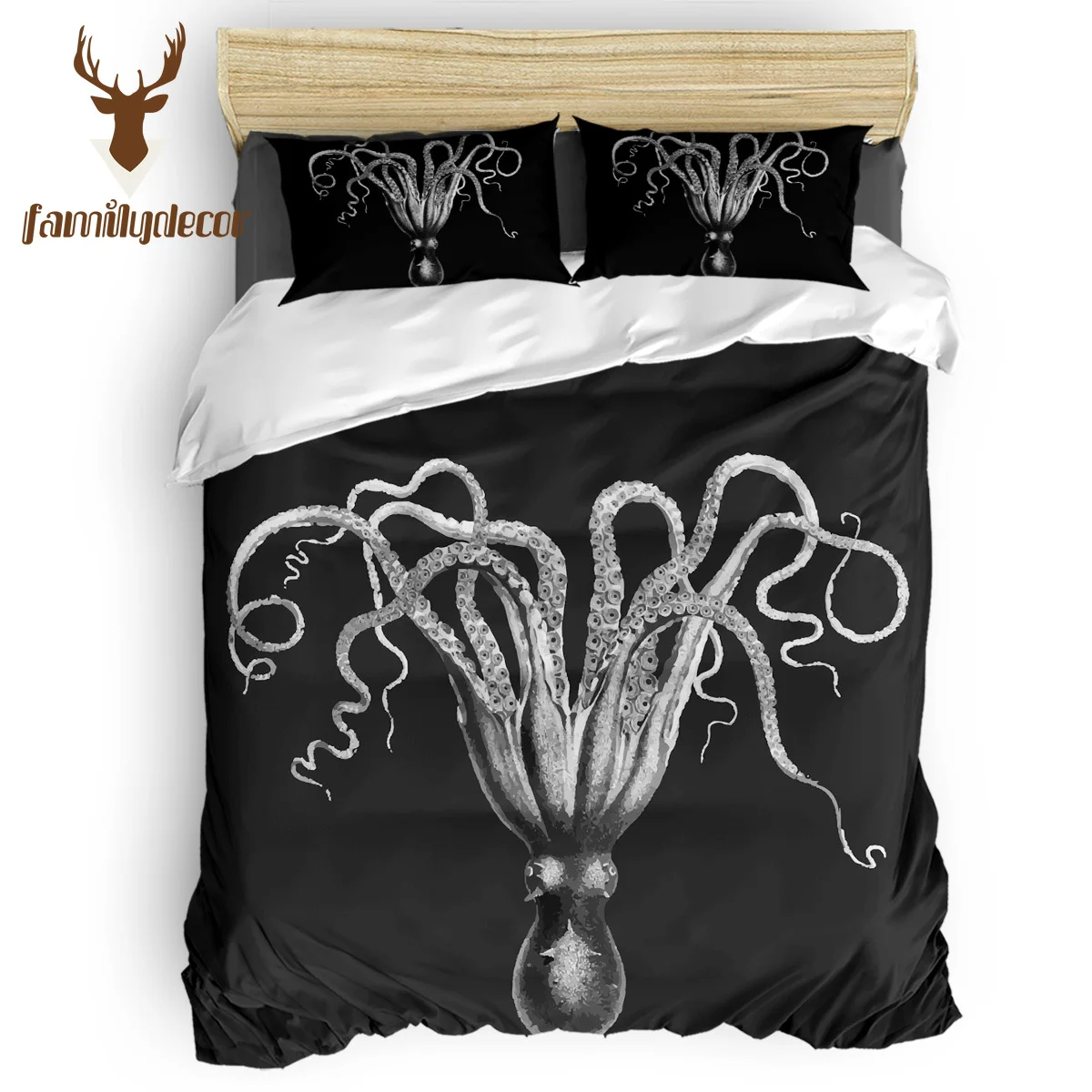 

FamilyDecor DHL Free Shipping Balck Octopus Quilted Duvet Set California King April Fools Microfiber Easter Day Bedroom Womens