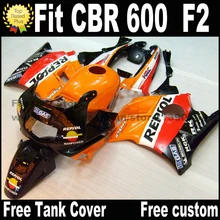 Пластиковые обтекатель комплект для HONDA 91 92 93 94 CBR 600 оранжевый черный REPSOL обтекатели установить CBR600 F2 1991 1992 1993 1994 AS15
