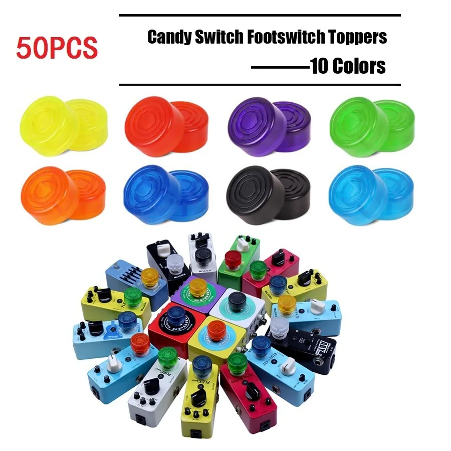 

50pcs Multi Color Mooer Candy Cover Cap Footswitch Topper Colorful Plastic Bumpers For Guitar Effect Pedal