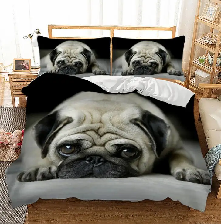 

3D Dog Printed Bedding Set Duvet Cover Set Polyester Cute Bed Linens Twin Queen King Size Printing Quilt Cover(NO SHEET)