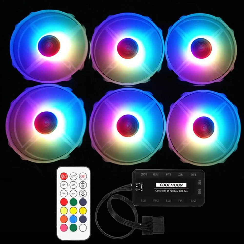 RGB корпус охлаждающий вентилятор 12 см круглая форма настольный корпус вентилятор водяного охлаждения красочный ПК Вентилятор охлаждения компьютера кулер RGB контроллер