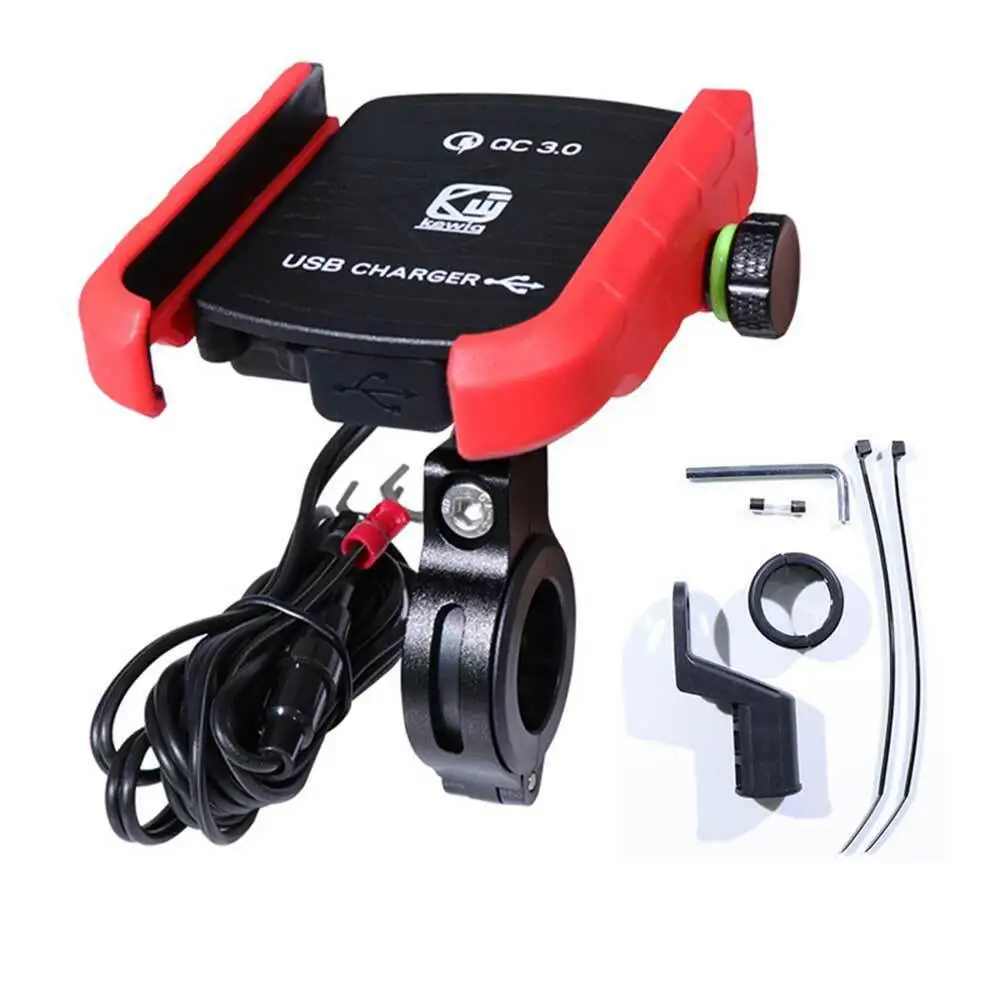 Водонепроницаемый Мотоцикл 360 градусов Мотоцикл Руль Зеркало сотовый телефон держатель с QC 3,0 USB зарядное устройство для iPhone samsung - Цвет: Red