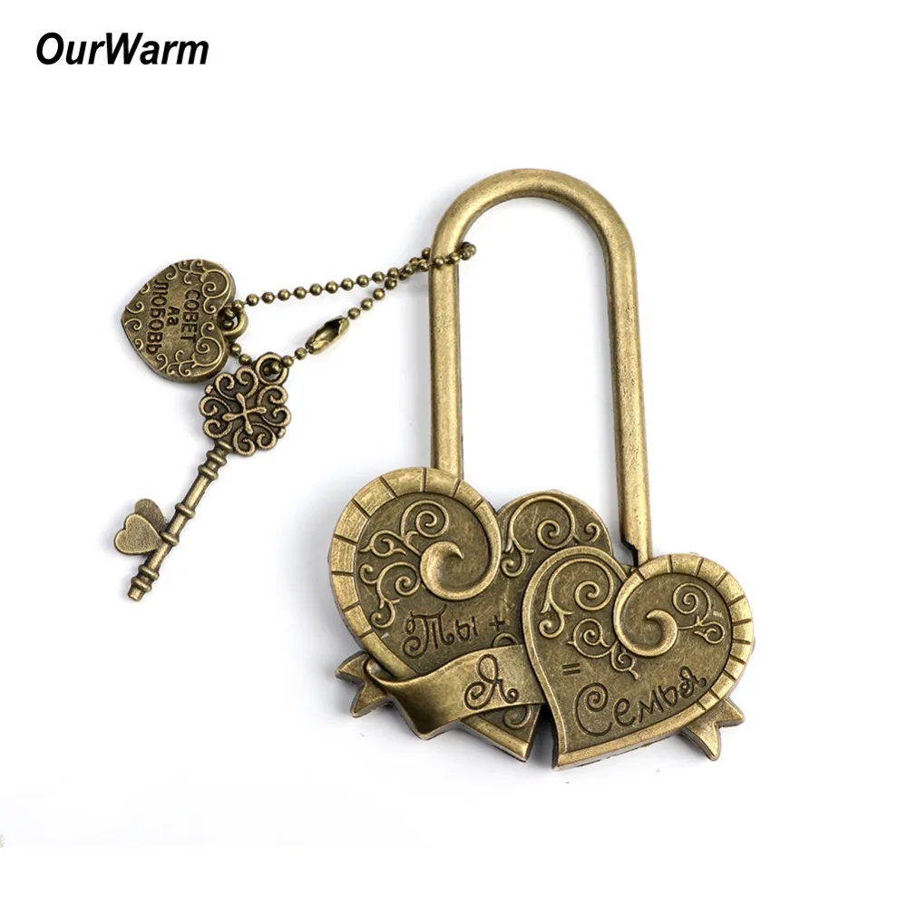 OurWarm Рустикальные свадебные двойные сердечные любовные замки ключи свадьба