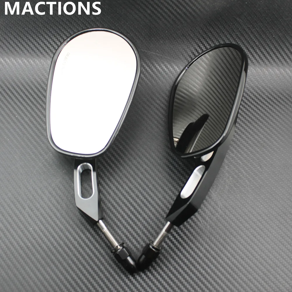 NEW Black Chrome Metal Aluminium CNC Rearview Mirror Visual Short Stem
