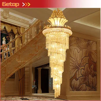 

Modern Crystal LED Pendant Lamp Luxury Staircase Large Chandelier Modern Double Stairs Living Room Hall Lights Free Shipping