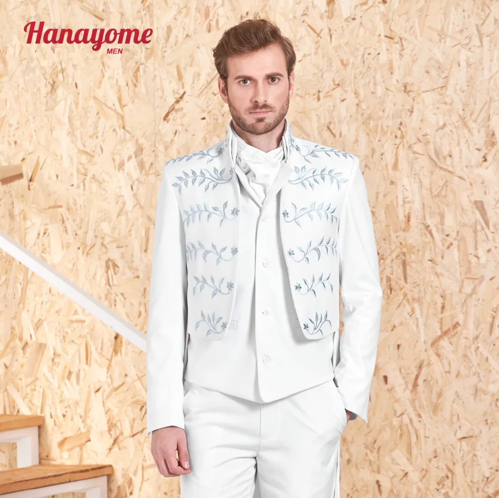 

Hanayome Men's 3 Pieces Suits Tail Coat 2017 Designer Formal Blazer Suit Set with Embroidery (Jacket+Waistcoat+Trousers) SI95