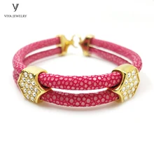 Classic Stingray Leather Bracelets For Women Charm Luxury Stingray Bracelet With Stainless Steel Hardware For Watch Bijoux
