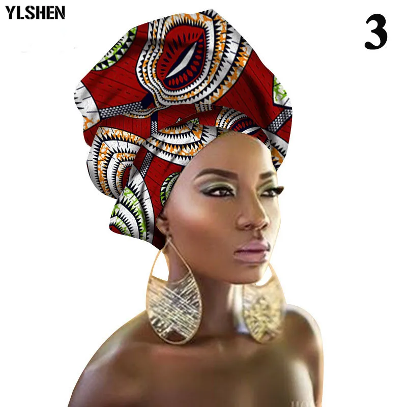 Восковая тюрбан, африканская повязка на голову, трендовый стиль, хлопок, принт, африканская повязка на голову для женщин, Дашики, Африканский головной шарф, 90*110 см - Цвет: 3