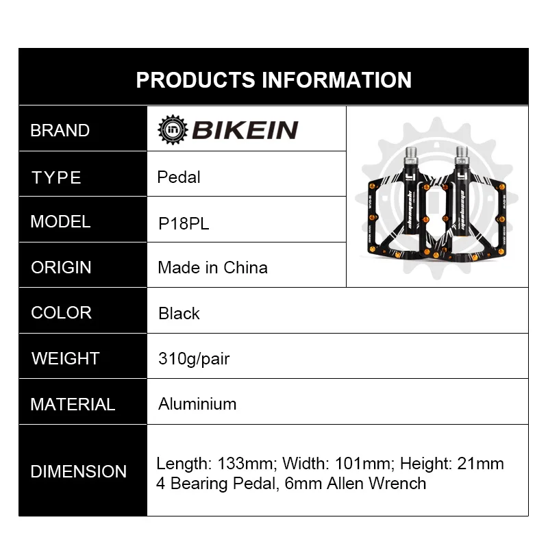 Bikein Ультралайт CNC алюминиевый горный велосипед педали противоскользящие Велоспорт MTB BMX 9/1" 4 герметичные подшипники педаль детали велосипеда 310 г
