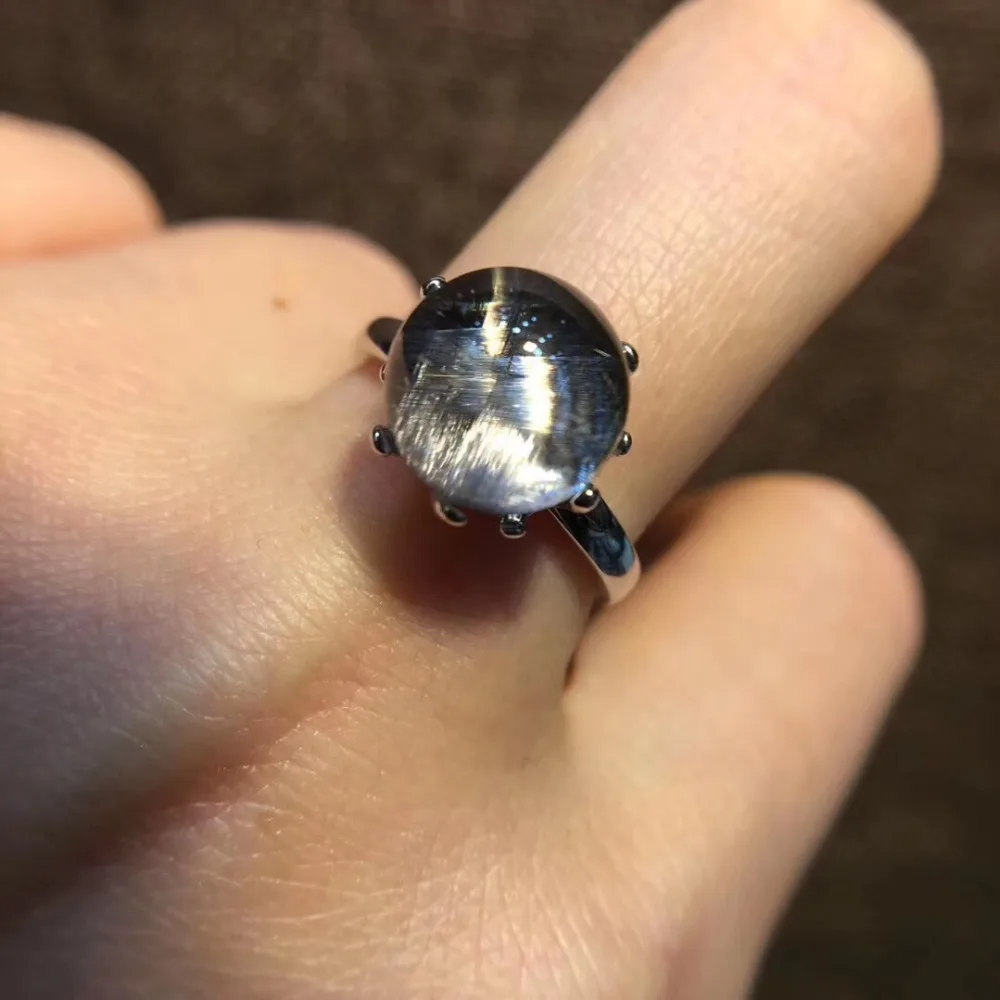 Natural Brookite Platinum Silver Rutilated Quartz Ring  (5)
