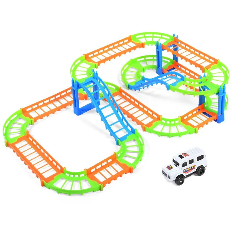 

DIY Variety 3D Electric Rail Speed Car Train Model Color Track Racing Car Fun Assemble Toy Birthday Gift For Kids Boys
