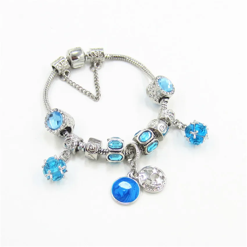 Classic Blue Glass Bead Charm Bracelets for Women Engagement Jewelry | Украшения и аксессуары