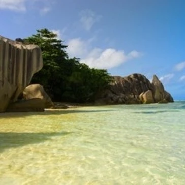 Cliffs of Anse-Source D'Argent  Seychelles  Africa Poster Print by Alison Wright (34 x 23)
