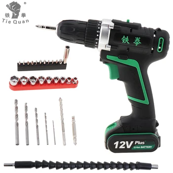 

100-240V Cordless 12V Electric Drill / Screwdriver with Rotation Adjustment Switch and 29pcs Accessories Set for Handling Screws
