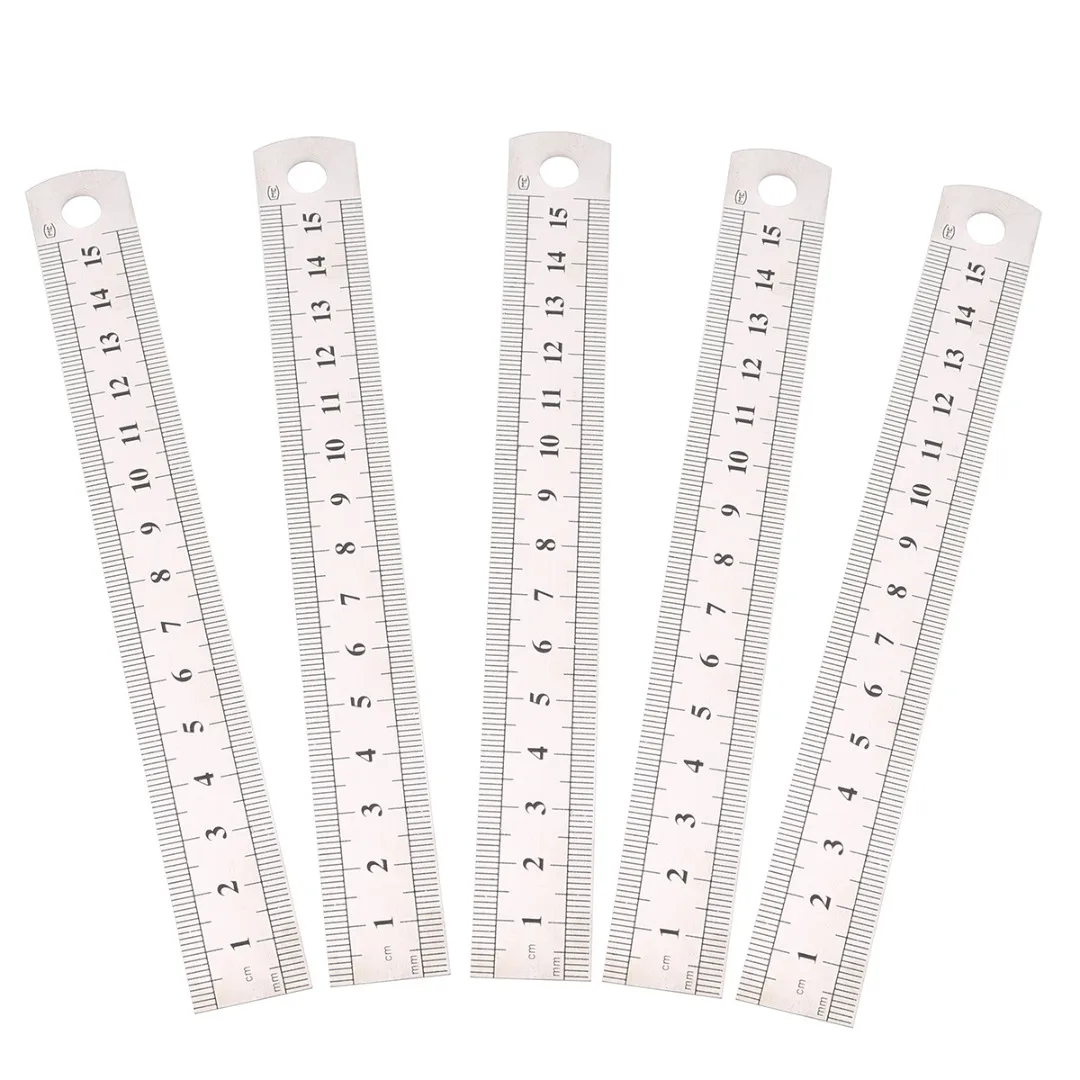 YILE Stainless Steel Ruler 6,8,12inch 3 Pieces Set with Inch cm Drawing Ruler Measuring Ruler Suitable for Metal Woodwork Office School