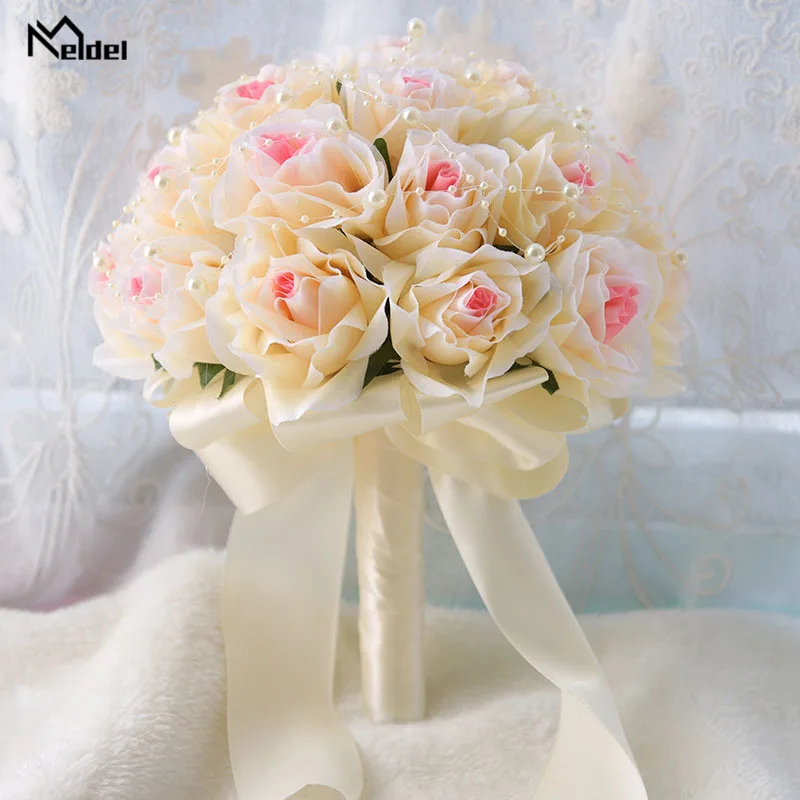 

Meldel Bride Wedding Bouquet Bunch of Flowers Bridesmaid Holding Flower Artificial Silk Rose Bouquet Party Prom Wedding Supplies