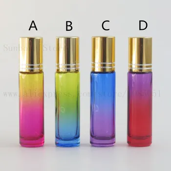 

10ml Gradient Roller Ball Glass Bottle Portable Travel Container Refillable Empty Bottle 12pcs