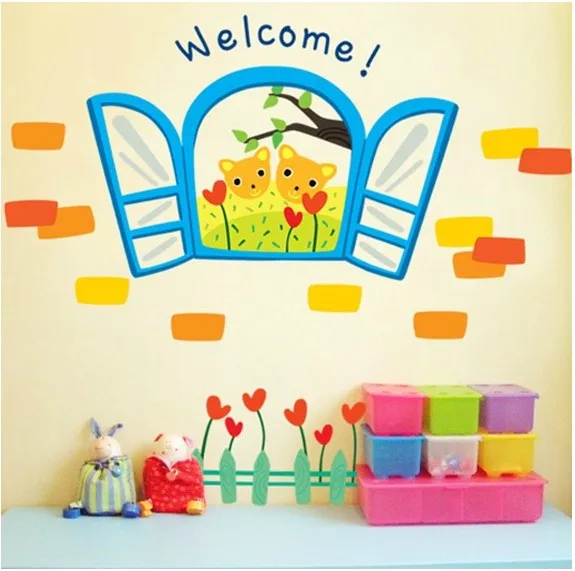 free shipping home decorative mural vinyl wall sticker welcome cards for kids