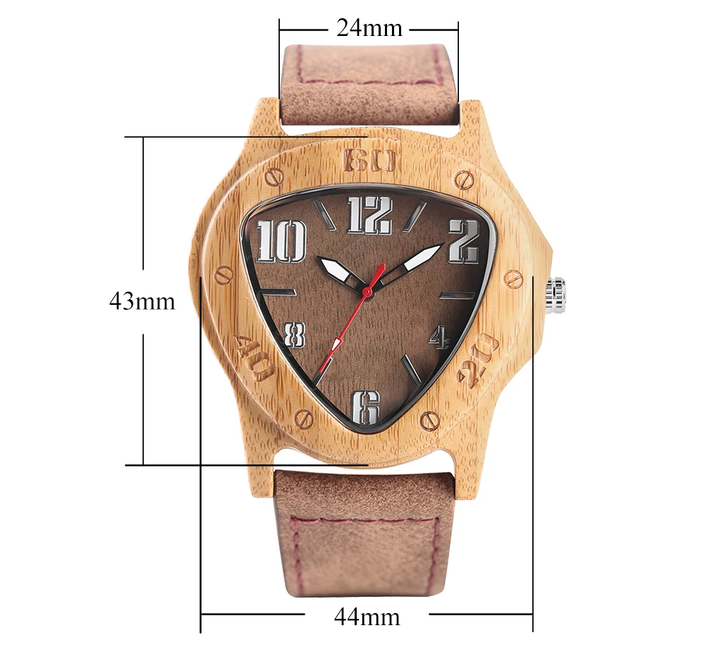 YISUYA Handmade Bamboo Wood Wrist Watch Inverted Triangle Case Sport Men's Watches Nature Wooden Timber Clock Relogio Gift Bag 1 (45)