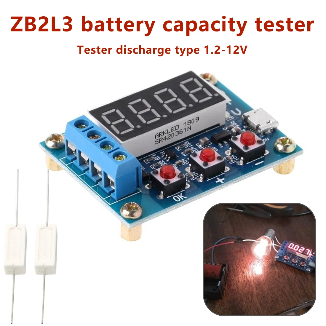 ZB2L3 литий-ионный свинцово-кислотный измеритель емкости аккумулятора тестер разряда анализатор индикатор зарядки батареи