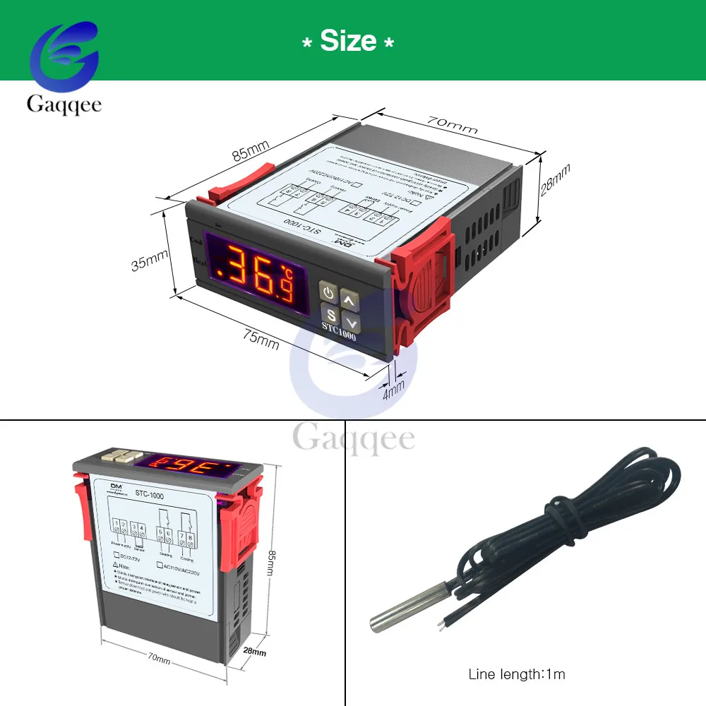 СВЕТОДИОДНЫЙ цифровой Температура регулятор STC-1000 DC 12 V-72 V 24V 220V терморегулятор Термостат для инкубатора W/обогреватель радиатор