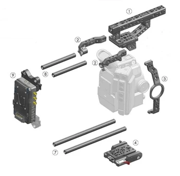 

TILTA ES-T16 Camera Cage Rig Kit for Canon C300mark II rig Top hand power supply system+SDI 1in/2out 15mm baseplate