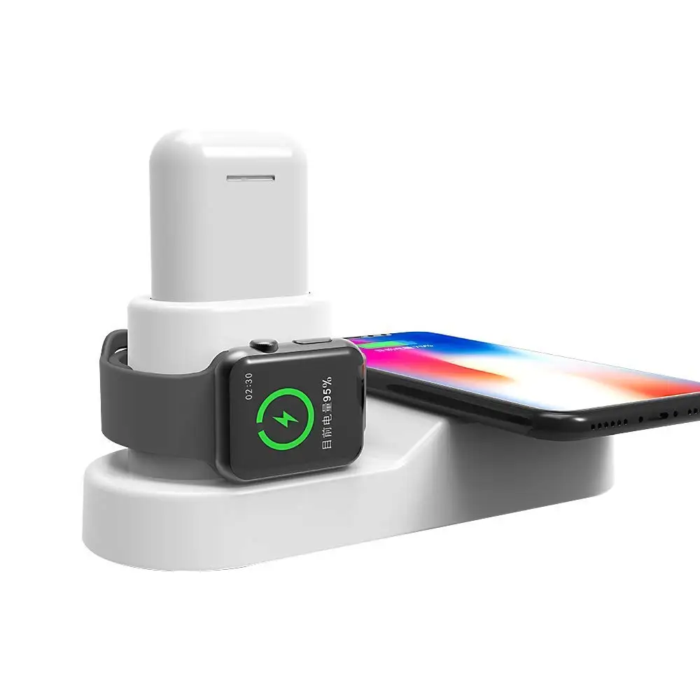NYFundas Беспроводное зарядное устройство 4 в 1 QI Беспроводная зарядная подставка для Apple iwatch 2 3 4 aipods iphone XS MAX XR X 8 Apple watch - Цвет: White UK
