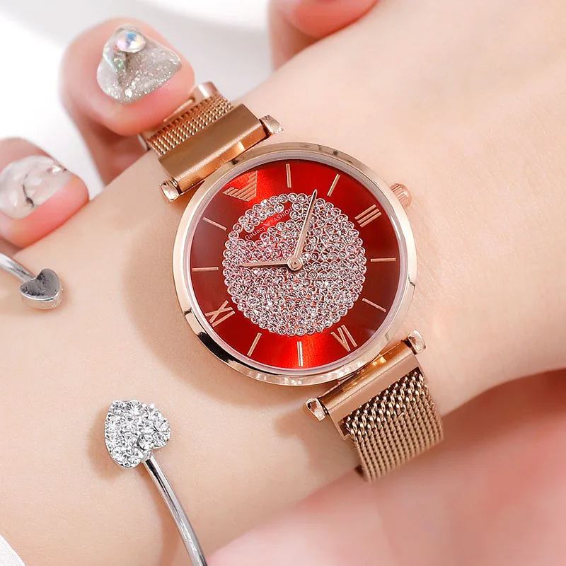 

Luxury Band Women Quartz Watches Magneitc Mesh Rhinestone Casual Decoration Ladies Clock Top Sell New 2019 Zegarek Damski Lovers