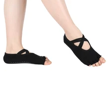 Для женщин носки для йоги с низким вырезом на спине противоскользящие носки с пальцами, половина носок для танцевальных носков силиконовый 5 с открытым носком балетки тренажерный зал Фитнес спортивный костюм для девочек из хлопка Socken