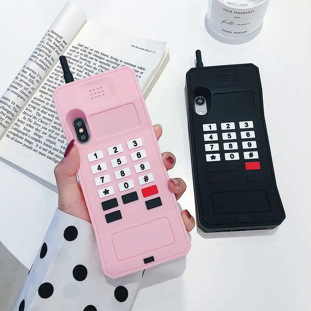 

3D Cartoon Retro Mobile Phone Soft Silicone Back Cover For iPhone X XR Xs Max 7 8 Plus 6 6s Plus Phone Cases Fundas Coque Capa