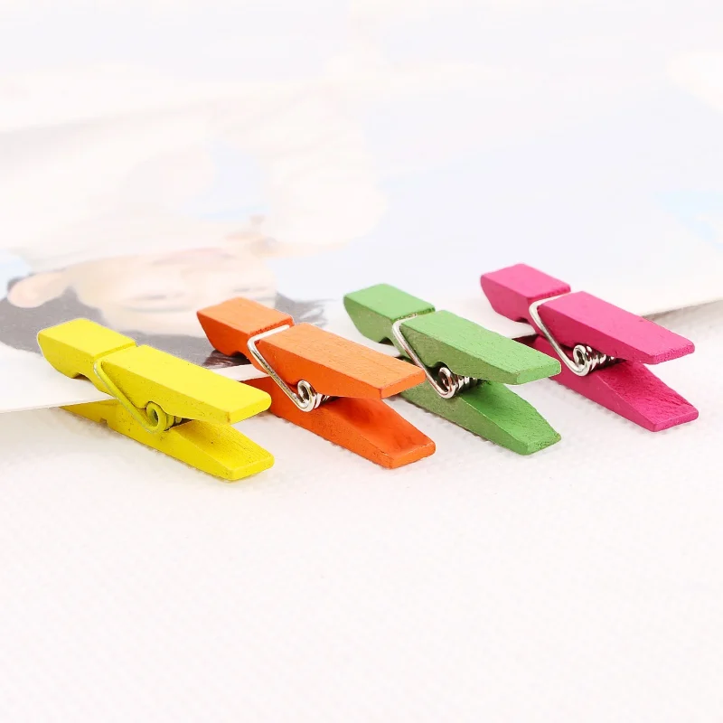 

50 pcs Mini Candy Color Wood Clip Office Supplies Photo Memo Hook DIY Postcard Bar Birthday Party Baby Shower Girl Wedding Decor