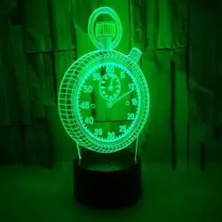 3D светодио дный голограмма Иллюзия Night Light Изменение Спальня Лампы Будильник Форма сенсорный выключатель света дома настольные лампы