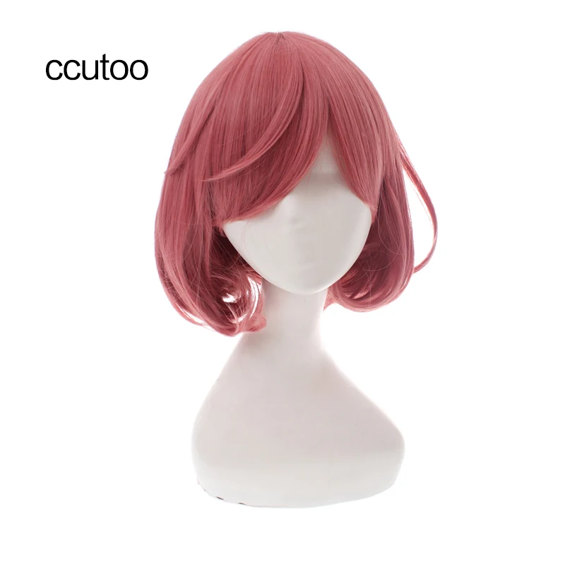 

ccutoo Ebisu Kofuku 14" Pear Curly Pink Short Synthetic Cosplay Hair Wigs Women's Heat Resistance Fiber Costume Party Wigs